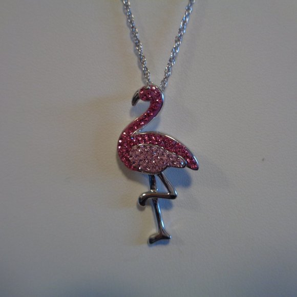 Artistique Sterling Silver Pink Flamingo Crystal Pendant w/Chain NIB - Picture 4 of 14